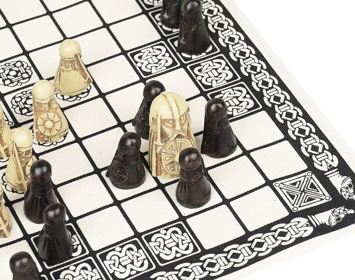 Hnefatafl Board Game - Viking Chess Set - The Masters Edition with Cloth Board and Detailed Resin Pieces - Two Player Strategy Board Game