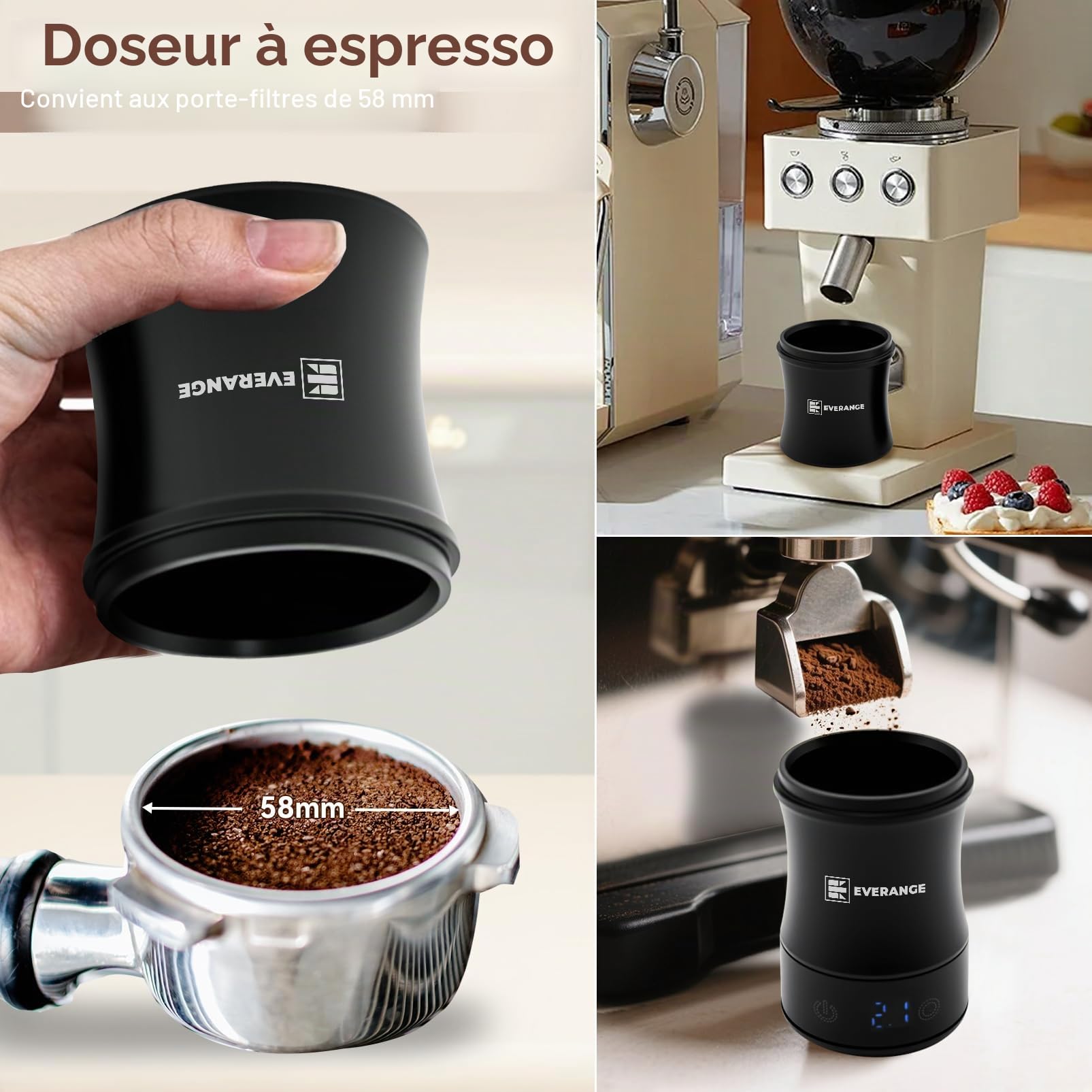 Balance à café numérique avec minuterie - rechargeable pour espresso Balance précise pour café filtre et café moulu, écran LED, tasse doseuse incluse, noir