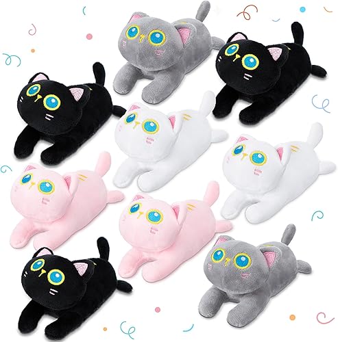 Miniatura 15 de 9 piezas de animales de peluche de mini gato a granel, lindo gatito de peluche suave, juguetes de peluche colgantes para llavero de bricolaje