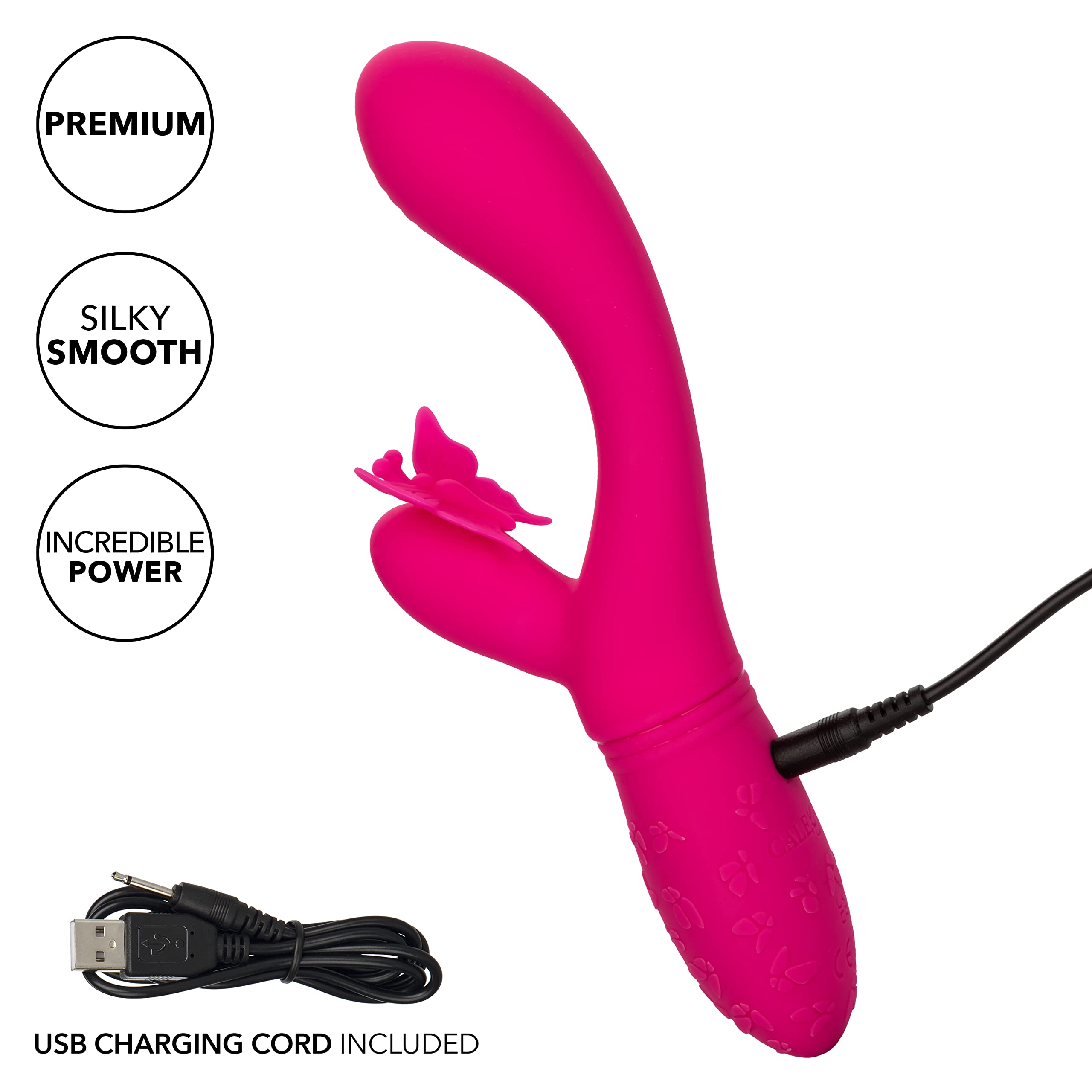 Masajeadores marca Calexotics Vibratore rabbit Butterfly Kiss Flutter fucsia