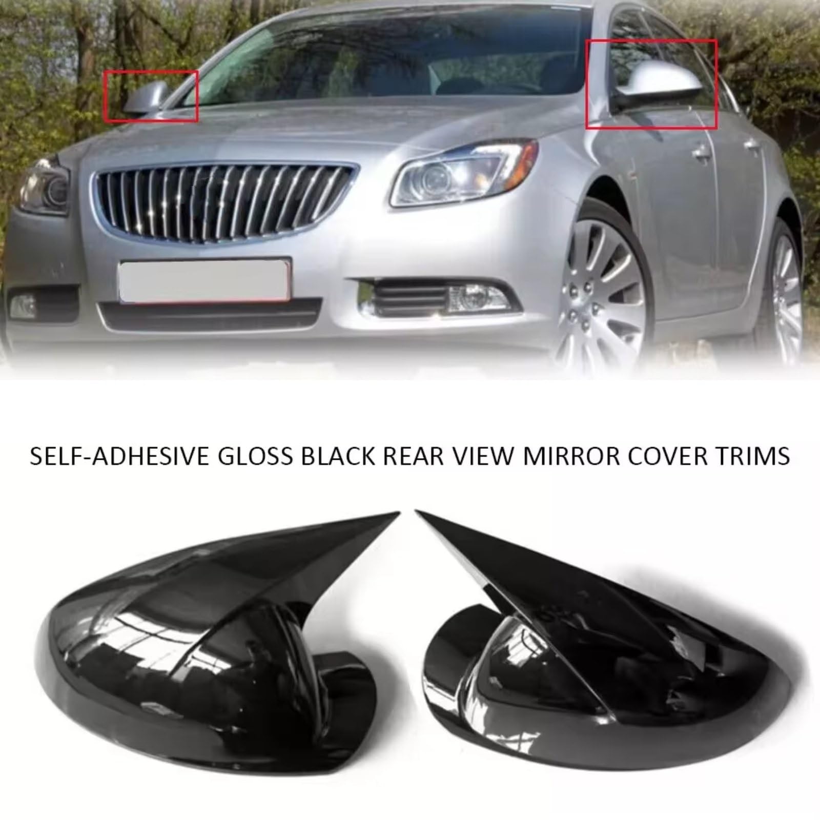 Pokrowce na lusterka skrzydłowe kompatybilne z Buick For Regal 2008-2016 2008-2016, naklejka, osłona lusterka bocznego, nakładka na skrzydło, osłona na drzwi zewnętrzne (węgiel), czarna