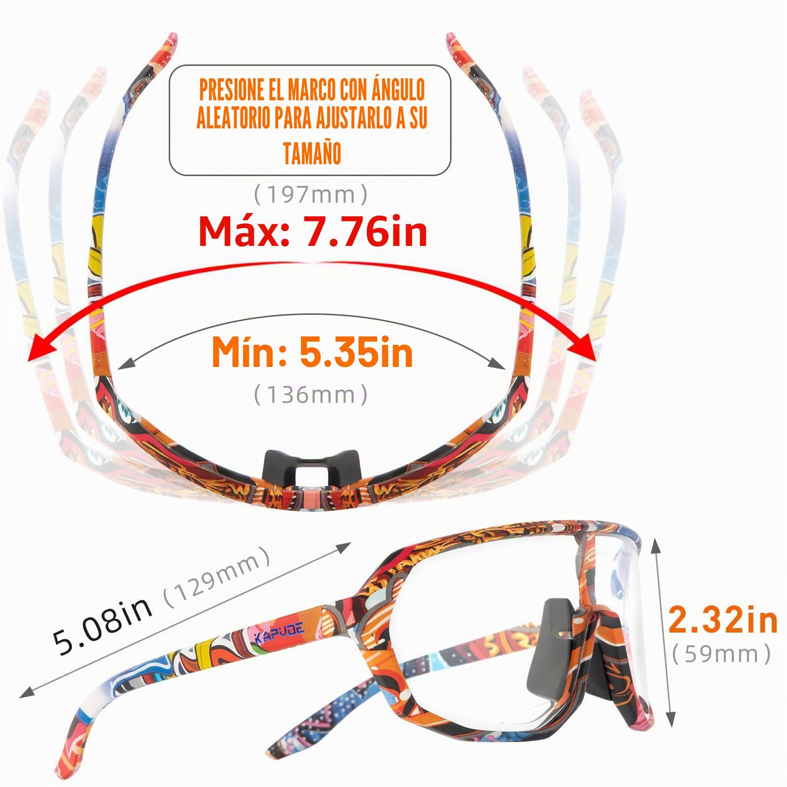 KAPVOE Gafas de Ciclismo Fotocromáticas K63 | Lente fotocromática UV400, ventilación integrada, montura TR90 ligera y ajuste estable para ciclismo y MTB