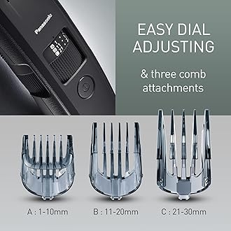Panasonic ER-GB86 Wet & Dry Electric Beard Trimmer for Men, Rechargeable Mens Grooming Kit, Sharp & Durable Blades, 58 Cutting Lengths From 0.5mm to 30mm, 3 Attachments, Long beards