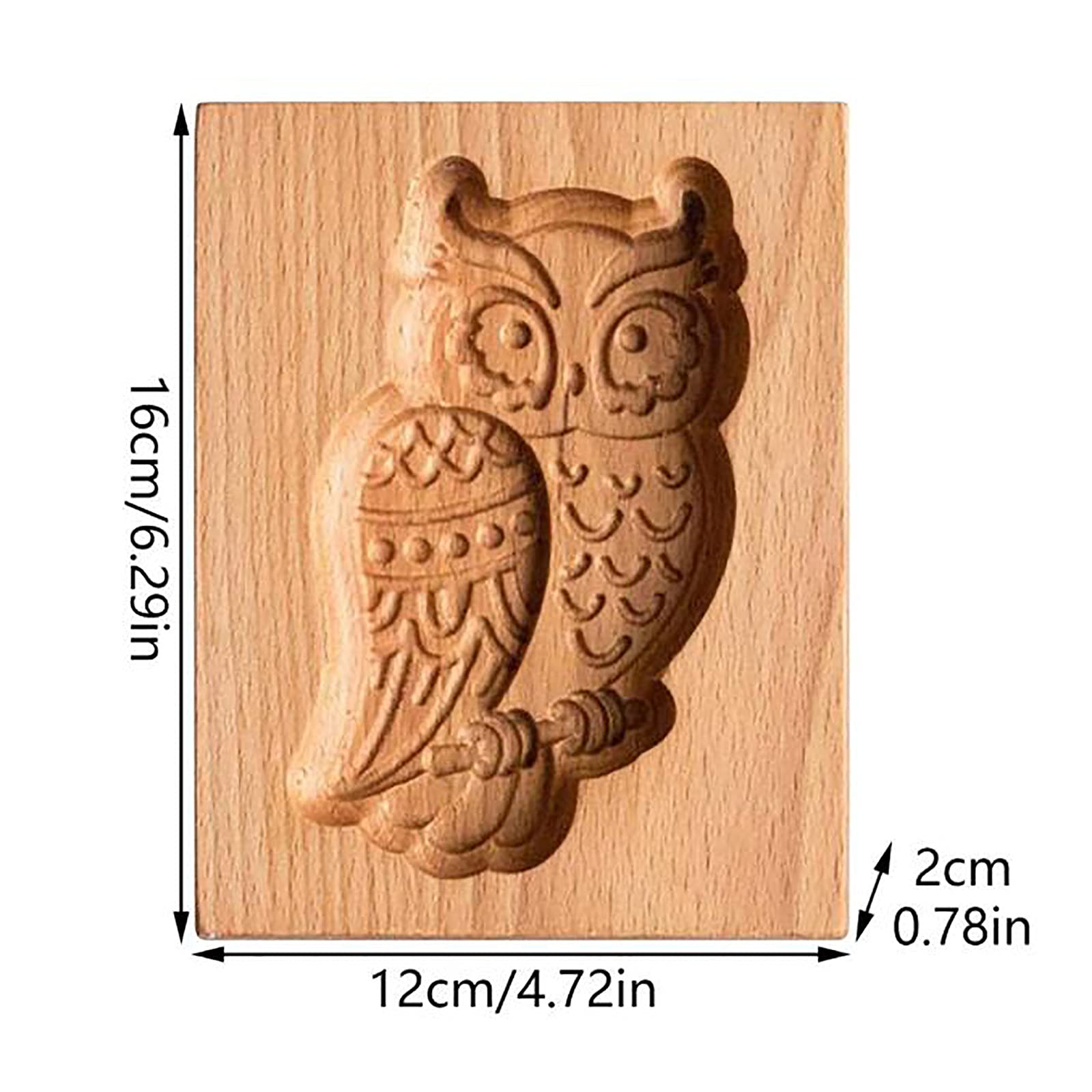 Moule à Biscuits En Bois Hibou 3D - Tampon Gaufrage Pour Noël, DIY Pâtisserie, Fondant, 10x8 Cm
