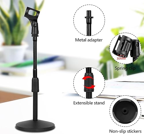 Miniatura 3 de Geekria for Creators Soporte telescópico de micrófono de mesa con brazo flexible compatible con Shure KSM11, SM57, TONOR D5, K1 soporte de micrófono