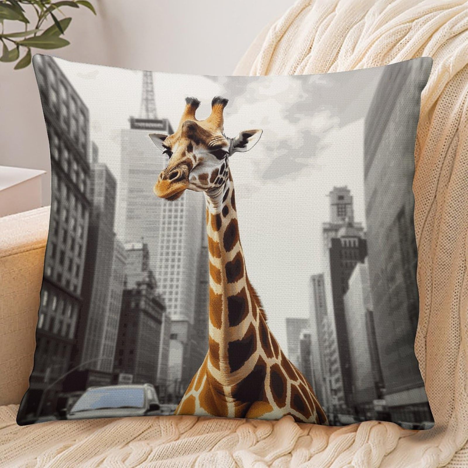 Fekiloot Style Giraffe In New York Pillowcase Pillow Sham Pillow Case