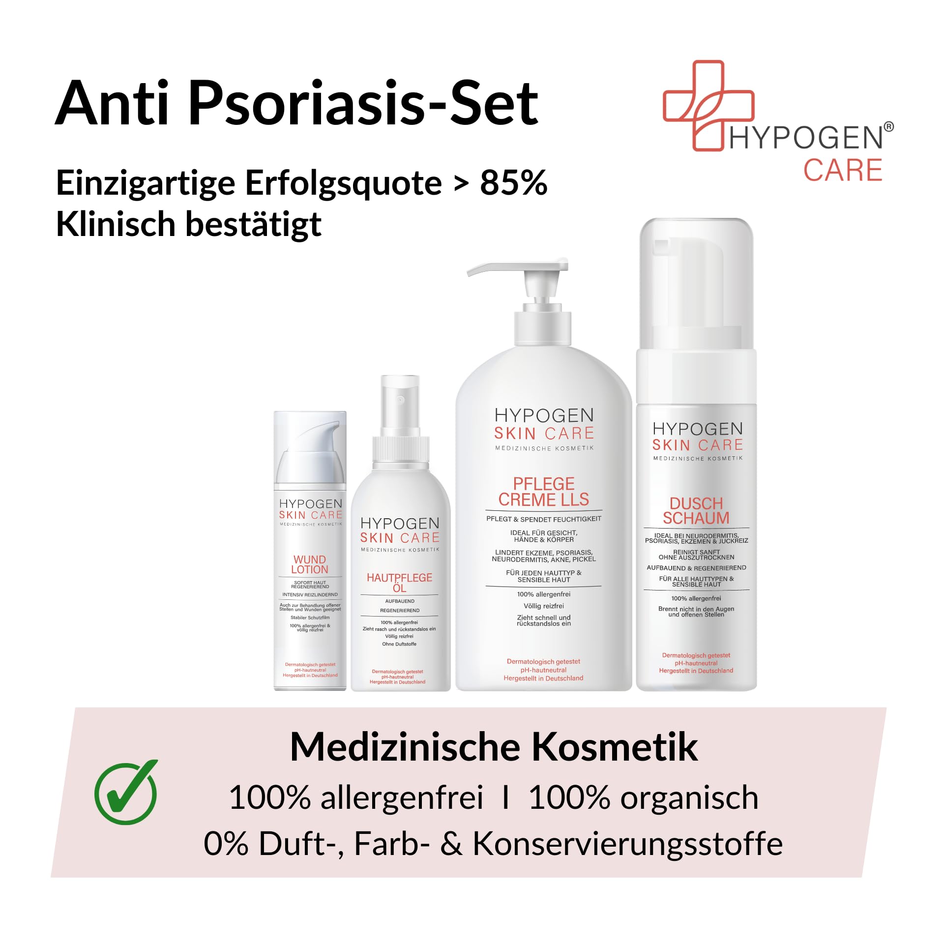 Erfolgsquote > 85% I Anti Psoriasis-Set I Klinisch bestätigt I Medizinische Kosmetik von HYPOGEN CARE