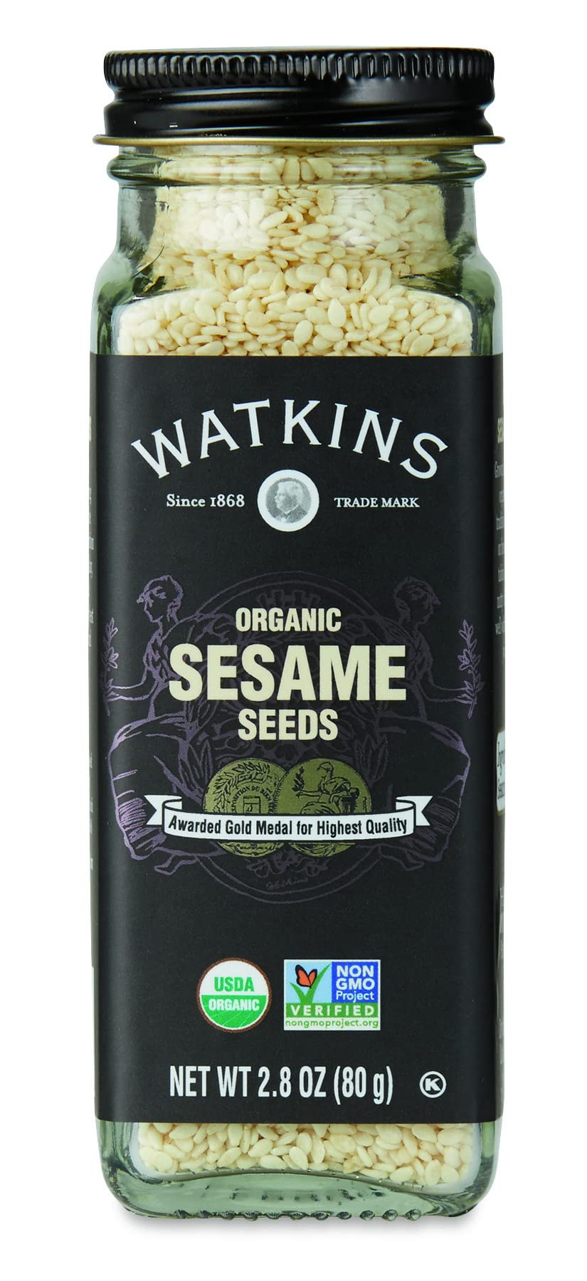 Watkins Organic Sesame Seed, Non-GMO, Kosher, 2.8 Ounce Jar, 1-Pack