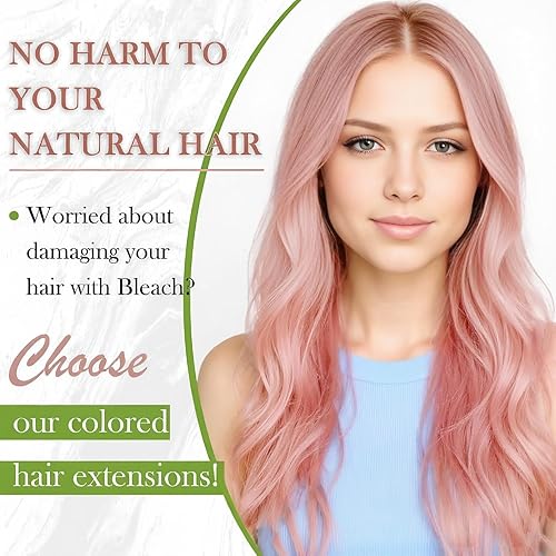 Miniatura 2 de RUNATURE Extensiones de cabello humano real rosa con cinta adhesiva, 18 pulgadas, 0.88oz10 unidades, extensiones de cabello real con cinta rosa