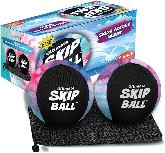The Ultimate Skip Ball  Water Bouncing Ball (2 Pack) Create Lasting Memories with your Friends & Family at the Beach, Lake or Pool - Great for all Ages