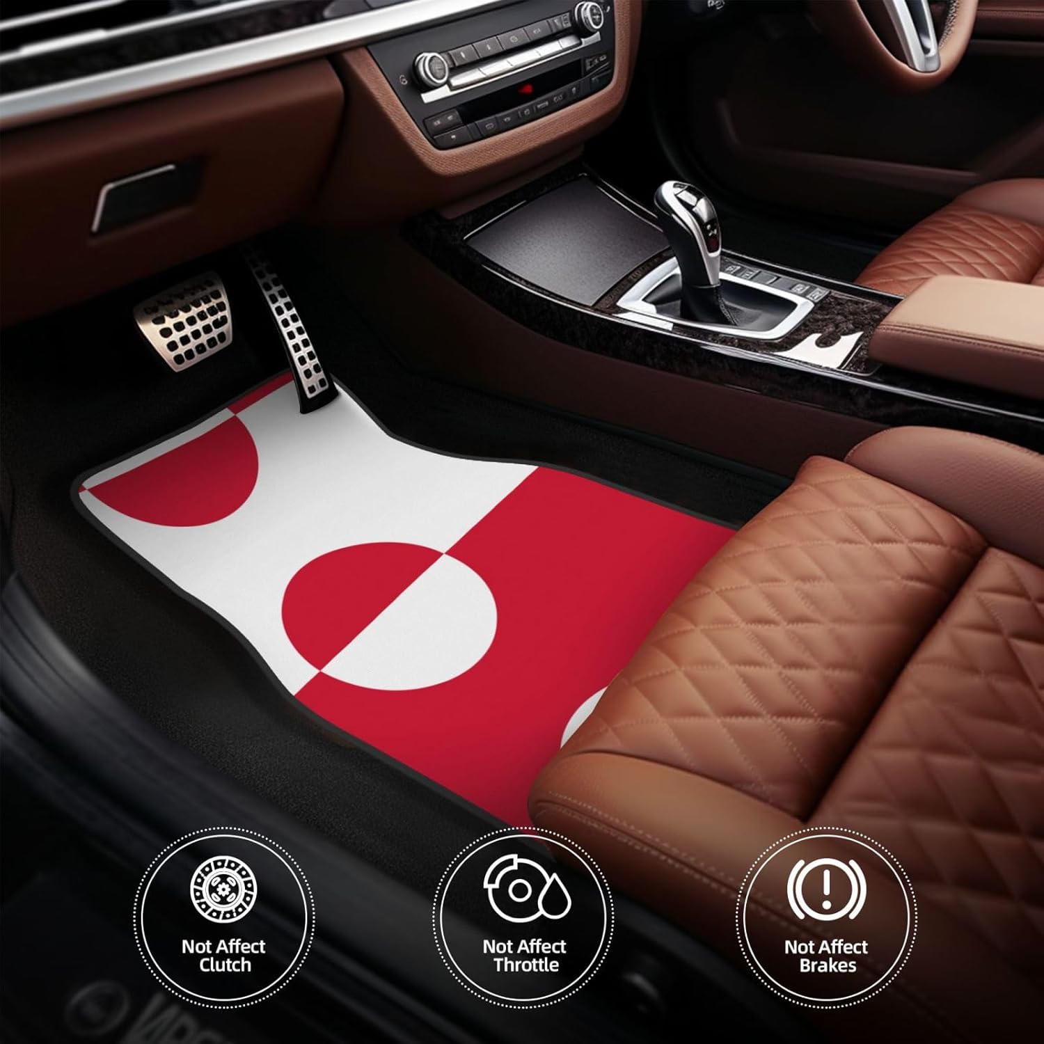 Greenland flag Patterned car mats 4-piece set | For cars/SUVs/trucks | Firm fit without displacement