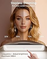 Vista 2 de EZVALO Paquete de 1 luz inalámbrica de maquillaje, luces de tocador para espejo, luz de espejo de baño, recargable, 3 modos de color, atenuación
