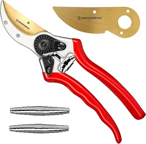 Haus & Garten ClassicPRO Tijeras de podar de titanio + hoja de repuesto y paquete de muelles
