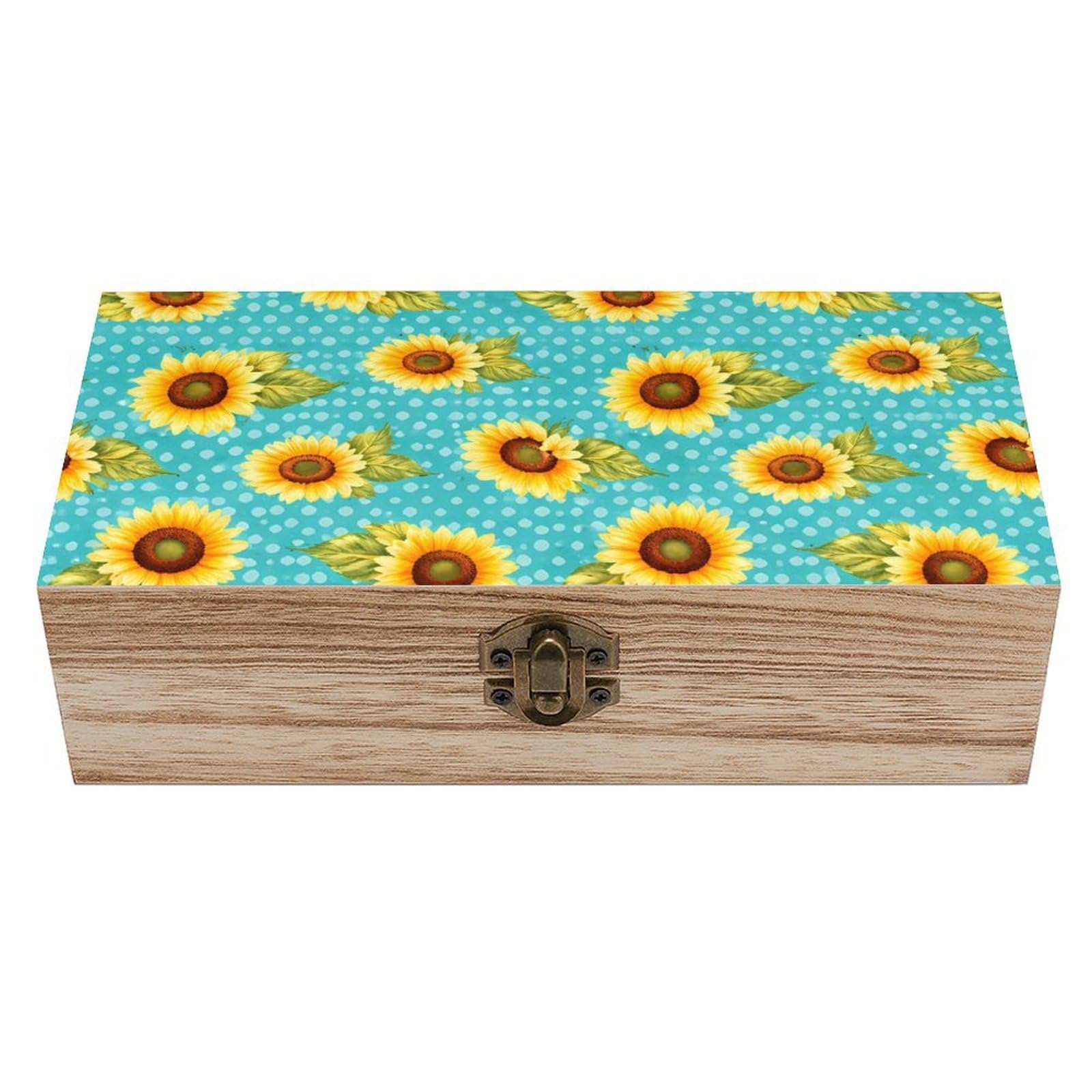 HLBSDM Pretty Sunflower Wooden Storage Box