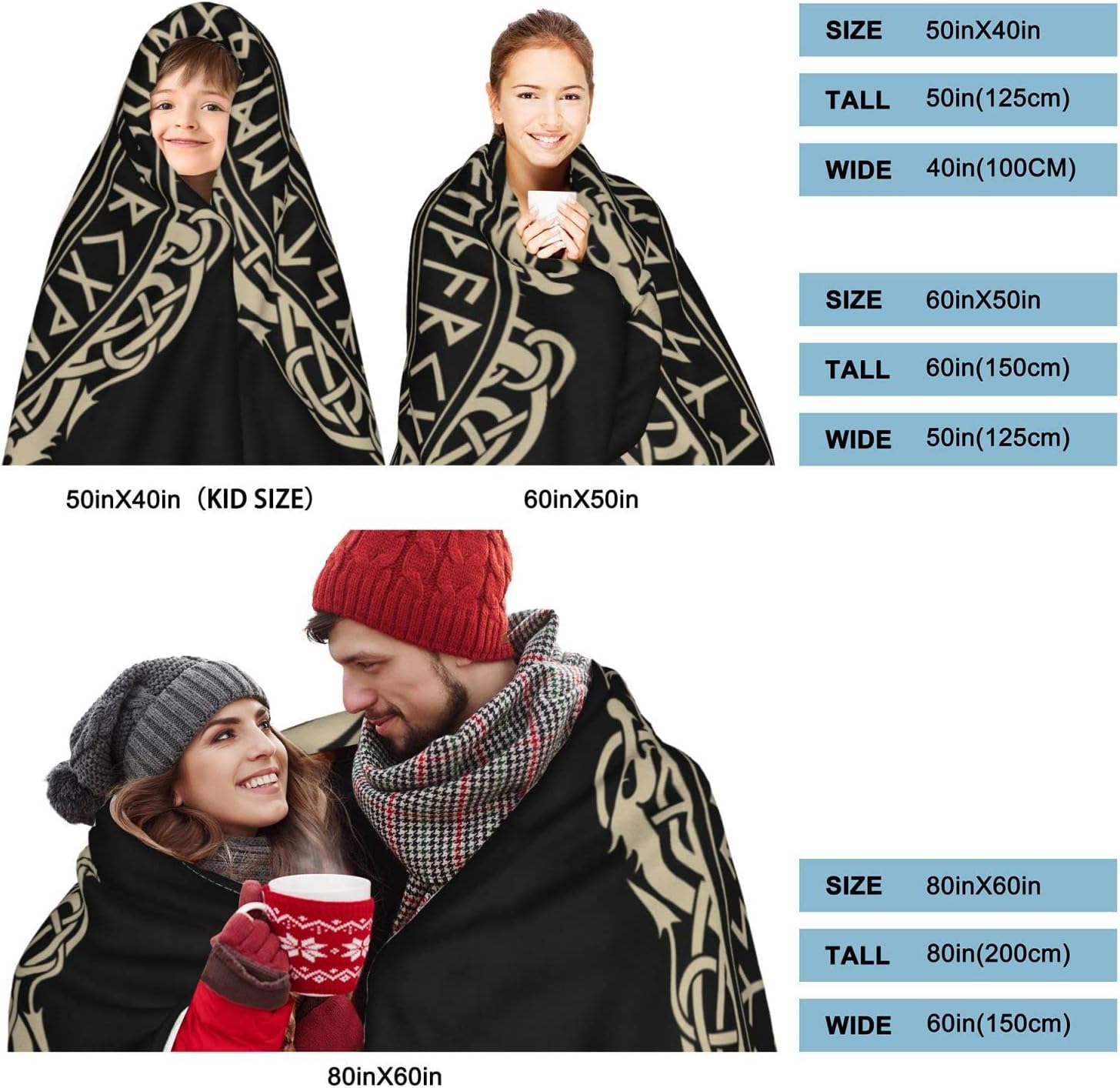 Viking Throw Blanket 80x60 Inch, Viking Design Magical Runic Compass Lightweight Soft Microfiber Throw Blanket with 18x18 Inch Pillowcase Perfect for Bed and Sofa