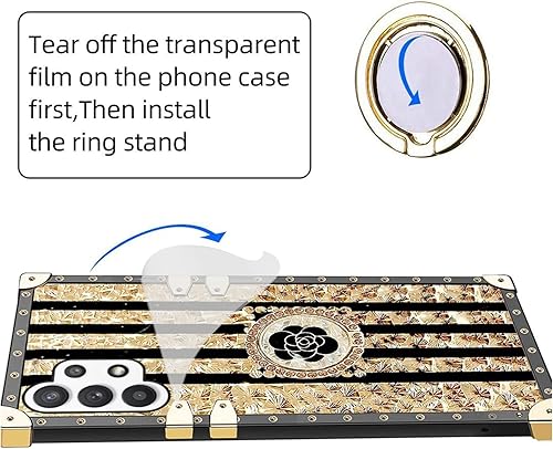 Miniatura 3 de Funda para Samsung A32 5G, Galaxy A32 5G, funda clásica retro de oro brillante de silicona TPU con soporte de anillo de purpurina para Galaxy A32 5G