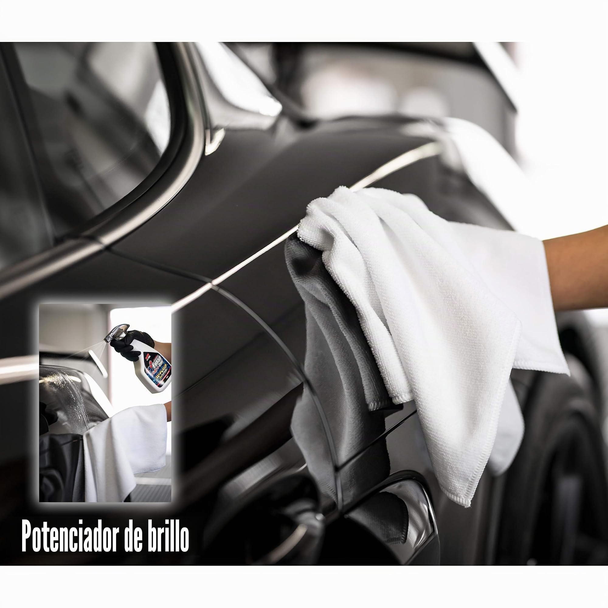 detailmate Soft99 - Set de refuerzo de cera y brillo (Soft 99, New Fusso Coat 12 meses Wax Dark, FussoCoat Speed & Barrier Quick Detailer, esponja aplicadora, paño de pulido y paño de pelo corto)