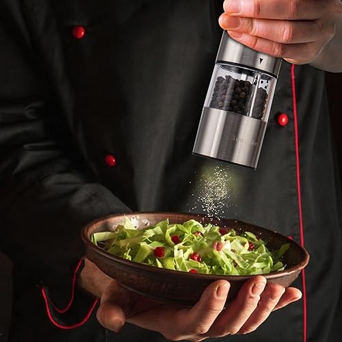 Miniatura 6 de SimCoker Juego de molinillo eléctrico de sal y pimienta molinillo de pimienta de acero inoxidable a pilas con luz funcionamiento automático con una