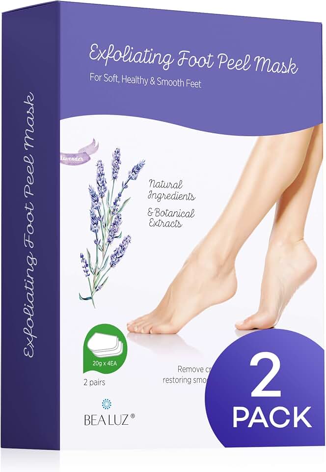 2 Pairs Foot Peel Mask Exfoliant for Soft Feet in 1-2 Weeks, Exfoliating Booties for Peeling Off Calluses & Dead Skin, For Men & Women Lavender by BEALUZ