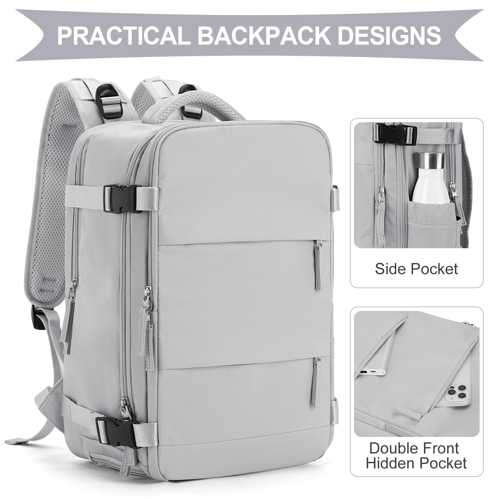 SZLX Zaino Ryanair 40x20x25 Donna Zaino da Viaggio Bagaglio a Mano 20L Uomo Borse da cabina 45x36x20 Easyjet Travel Backpack Adatto a laptop da 14 Pollici con scomparto per scarpe per Lavoro e Scuola