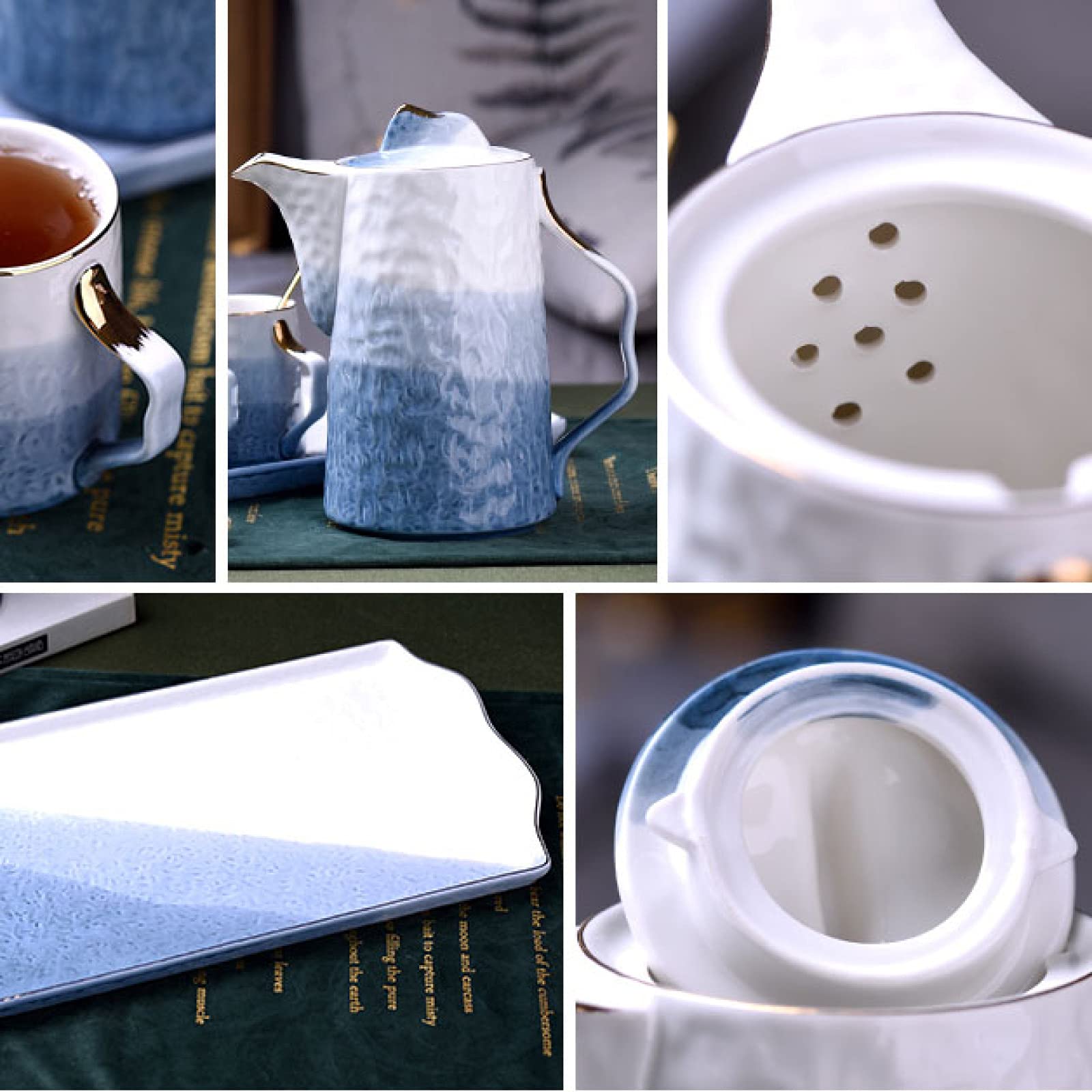Zestaw filiżanek do espresso, kubki do kawy, herbata dla dorosłych Nowoczesne zestawy porcelanowe Filiżanka z tacą na czajnik i łyżeczką do picia wody Latte