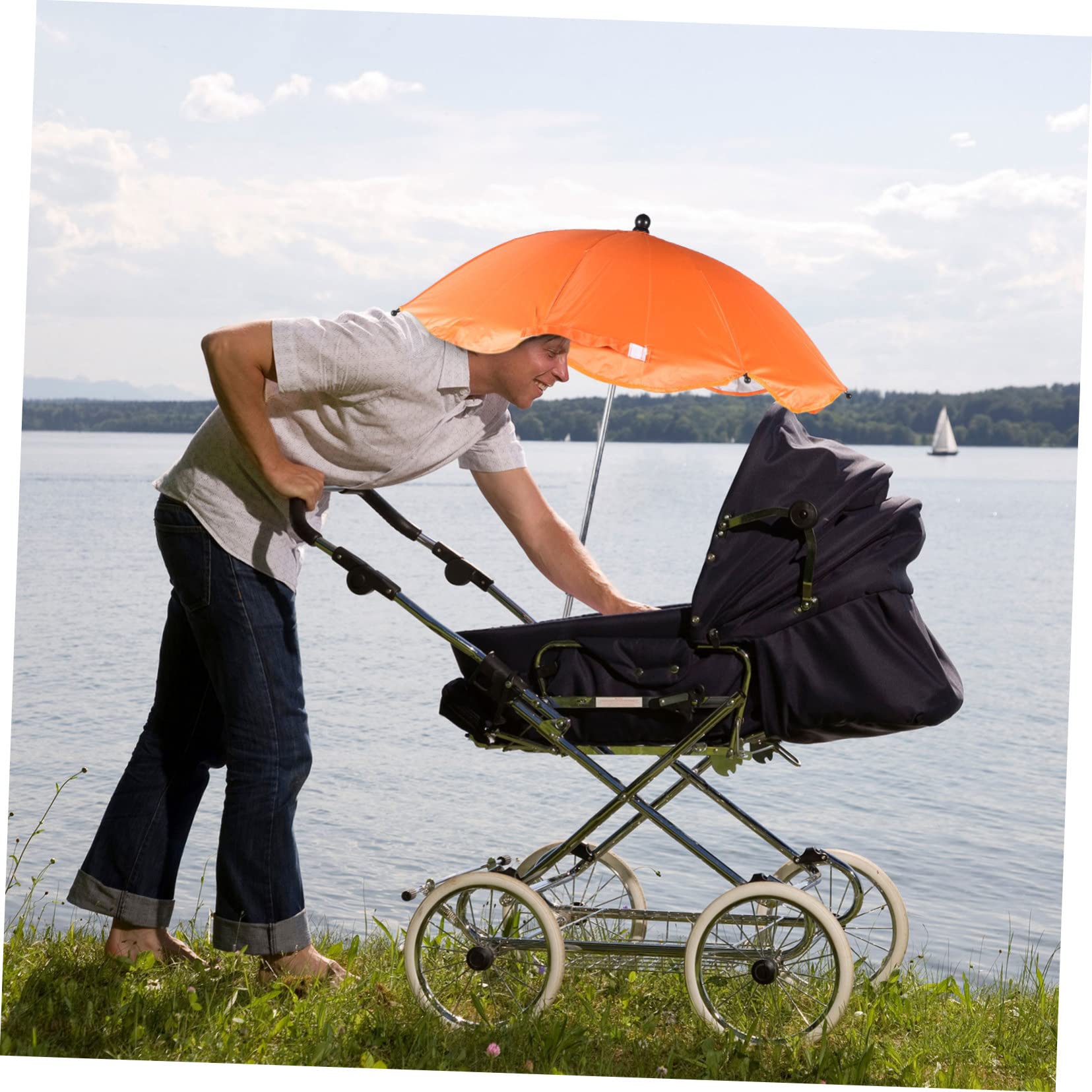 KOMBIUDA 2stücke Stroller Clip Umbrella Mit Uv-schutz Und Verstellbar Für Kinderwagen Buggy Und Für Sonnige Tage
