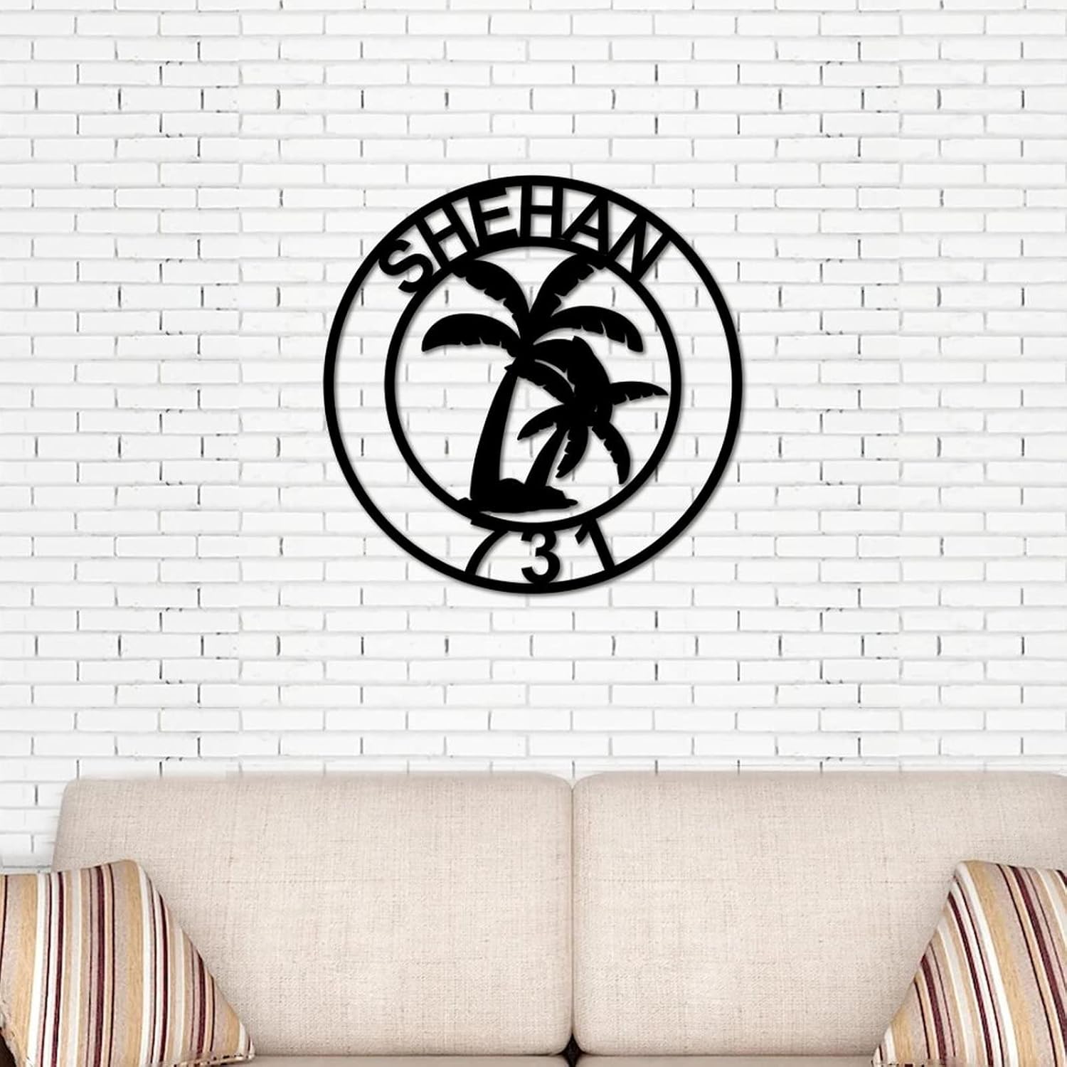 Metal Sign Metal Wall Art Personalized Palm Tree House Number Address Metal Sign Metal Wall Decor for Home Kitchen Coffee Bathroom Bar Farmhouse Outdoor Indoor Signs 24"