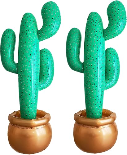 GIFTEXPRESS Paquete de 2 decoraciones inflables de cactus jumbo de 76 pulgadas, árbol de cactus gigante para fiesta temática mexicana, accesorio de