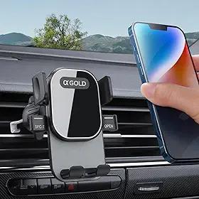Suporte de Celular Veicular para Carro com Gancho de Metal, Rotação 360°, Braço Ajustável, Fixação Firme no Ar Condicionado, Antivibração e Silencioso