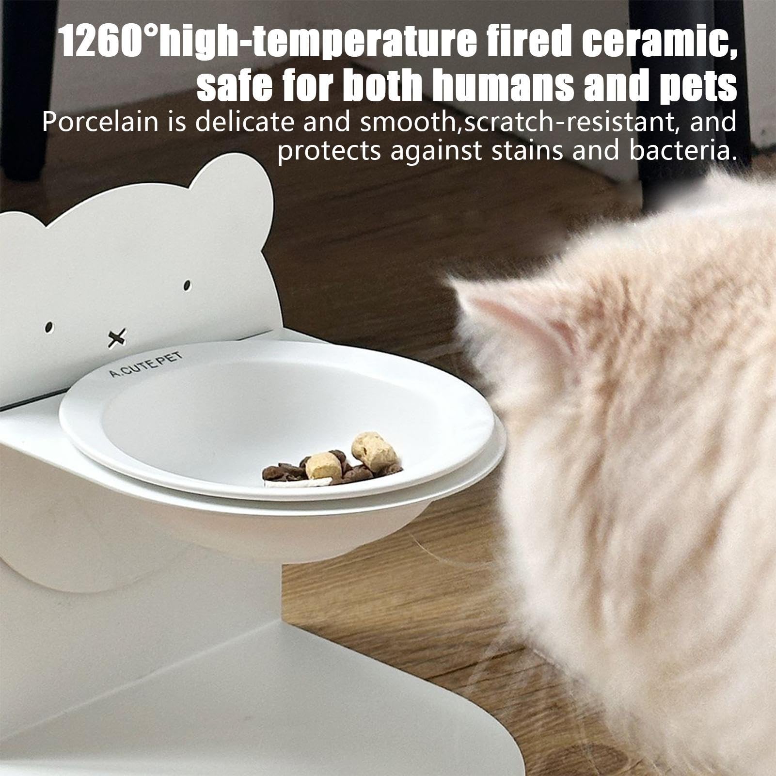 Tilted Puppy Bowl - Easy Clean Cat Dish Bowls | 7.48x6.3x6.3inch Pet Ceramic Bowl for Pets Feeding Mealtime, Ceramic Cats Food Bowls, Dog Food Feeder, Pet Feeder Dish for Proper Mealtime Habits