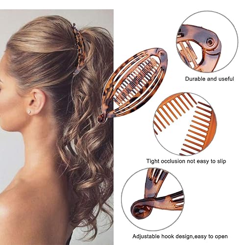 Miniatura 3 de Aaiffey 4 pinzas para el cabello de plátano herramientas de peines para el cabello grueso rizado accesorios para el cabello con cola de pez peines