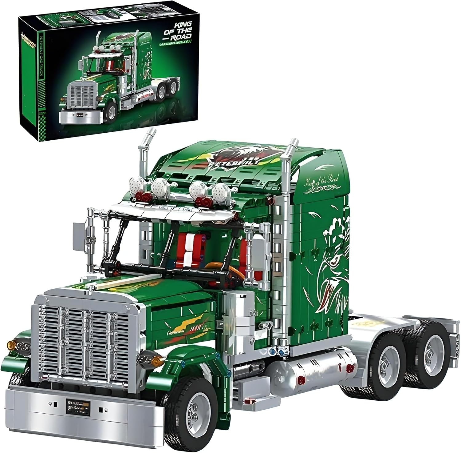 JVAVNE Heavy Duty Truck Building Set, 2105 PCS Tractor Truck Model Building Kit for 389, Construction Vehicles Bricks Model Toy, Home Office Decor Gift for Adults Teens