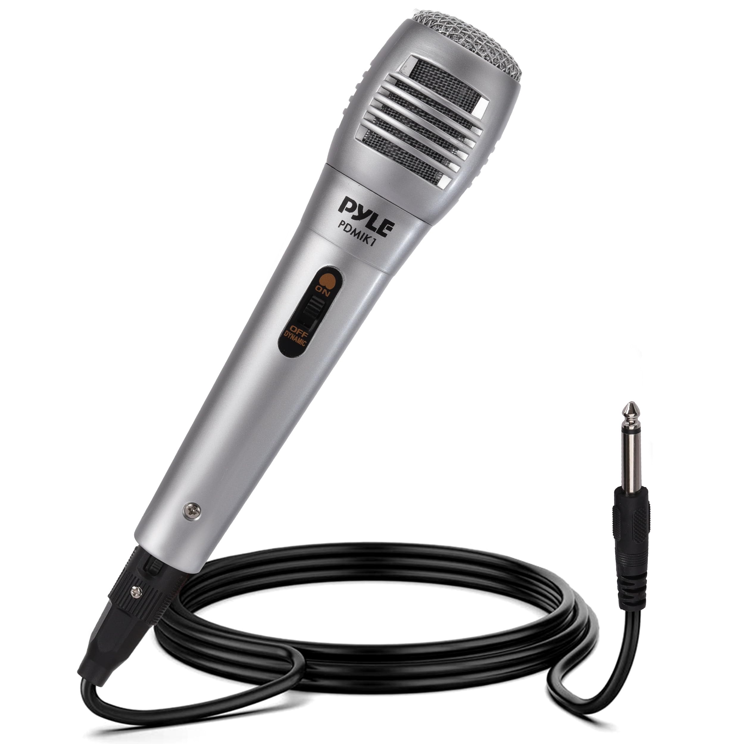 Pyle Wired Dynamic Microphone - Professional Moving Coil Unidirectional Handheld Mic with Built-in Acoustic Pop Filter, Rugged Construction, Steel Mesh Grill, 6.5 ft XLR Audio Cable Wire - PDMIK1