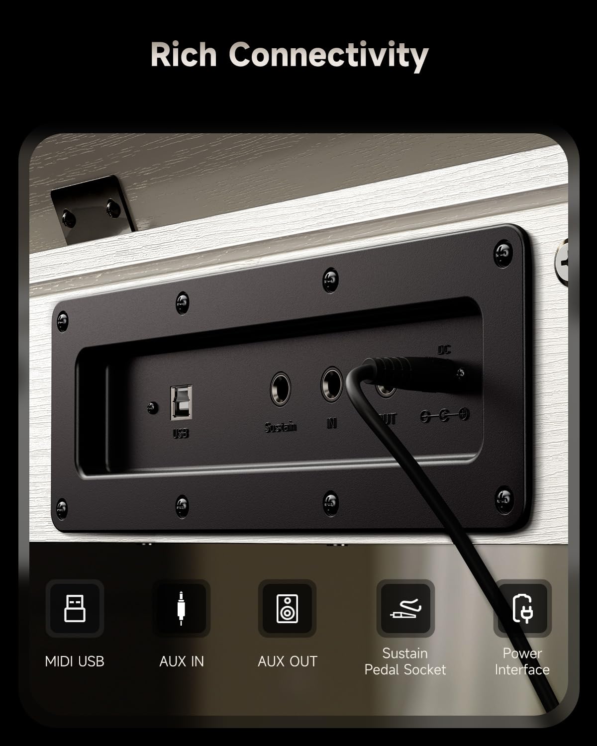 Donner OURA S100 Piano à Clavier Pondéré 88 Touches avec 3 Morceaux de Démonstration, 15 Sonorités, Bluetooth Audio/MIDI, Piano Numérique de Salon pour Débutants, Avancés, Blanc