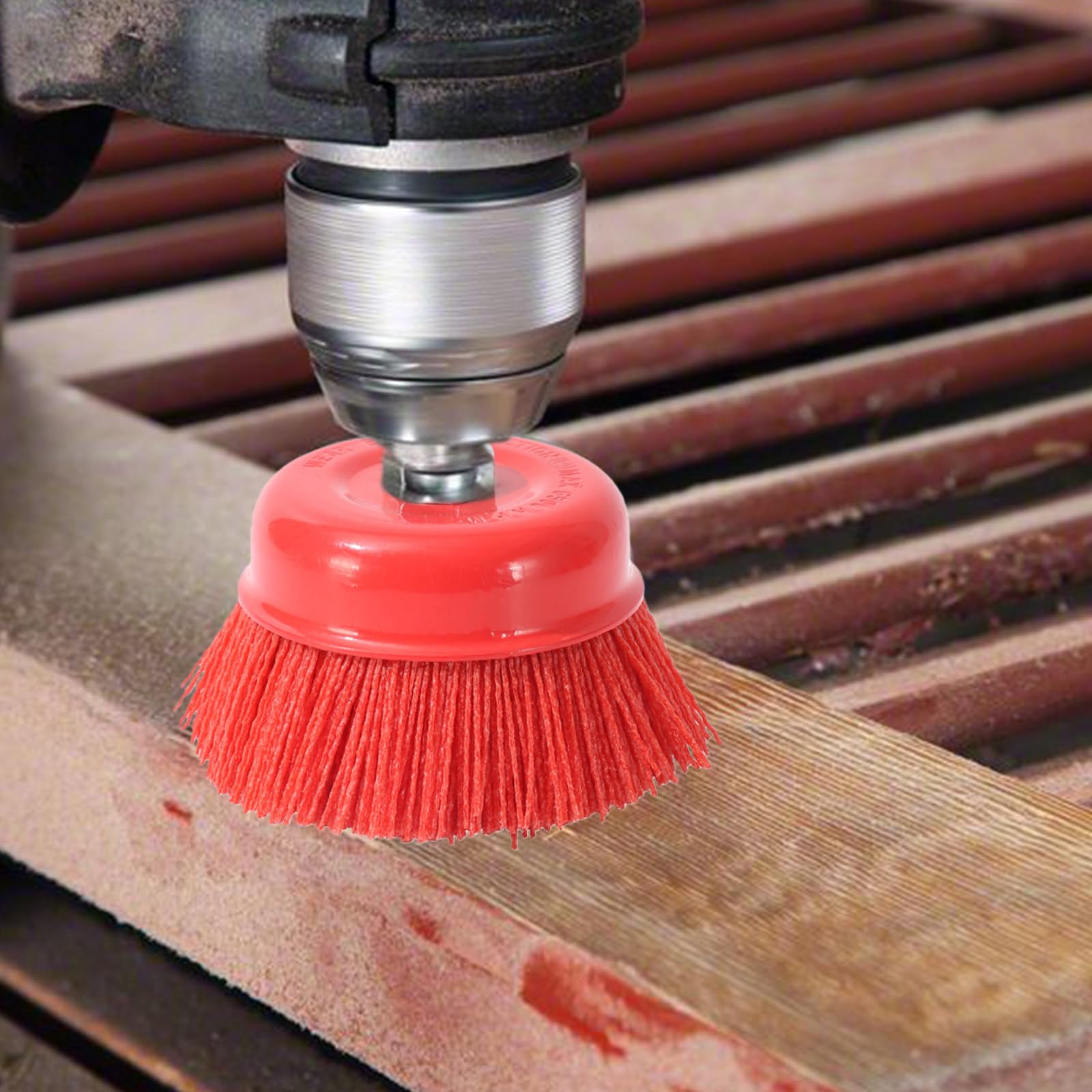 Lot de 4 brosses à pot en nylon pour meuleuse d'angle M14, 75 mm, brosse de ponçage, brosse à pot pour perceuse pour enlever la rouille, ébavurer, enlever la peinture et nettoyer le métal