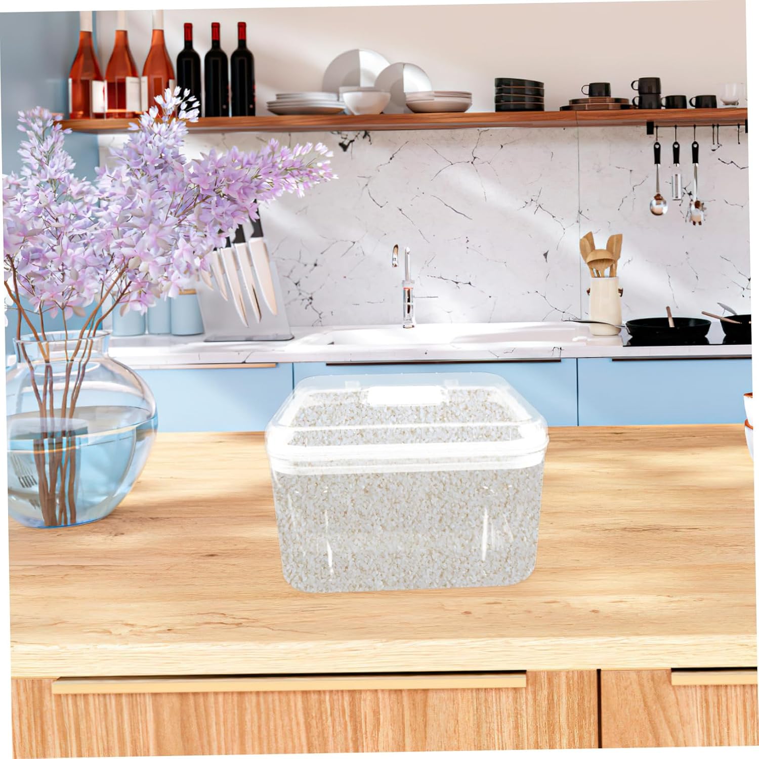Airtight Rice Storage Container Kitchen Food Storage Bin for Rice Cereal and Grains Sealed and Moisture Design for Pantry Organization