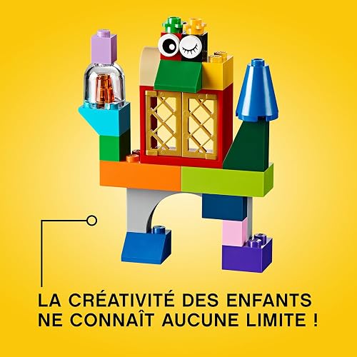 LEGO Classic Large Creative Brick Storage Box Set, Building Toys for 4 Plus Year Old Boys & Girls, Creative Construction Kit with Windows, Doors, Wheels and a Green Baseplate, Gift for Kids 10698 - 5