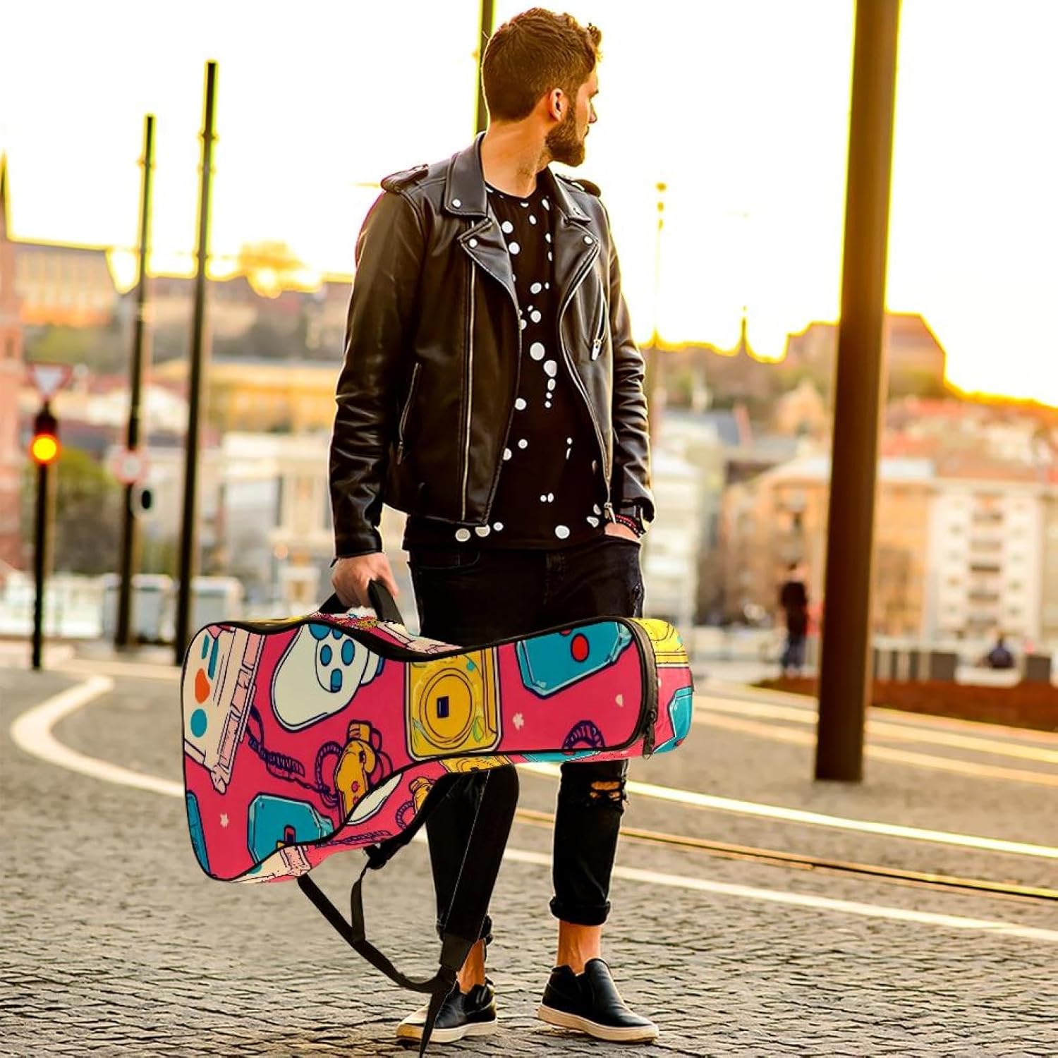 Art Game Controller Guitar Bag 40 41 42 In 2 Pockets Guitar Case Waterproof Guitar Case Resistent Oxford Cloth 0.4 In Extra Thick Sponge Padded for Acoustic Guitar