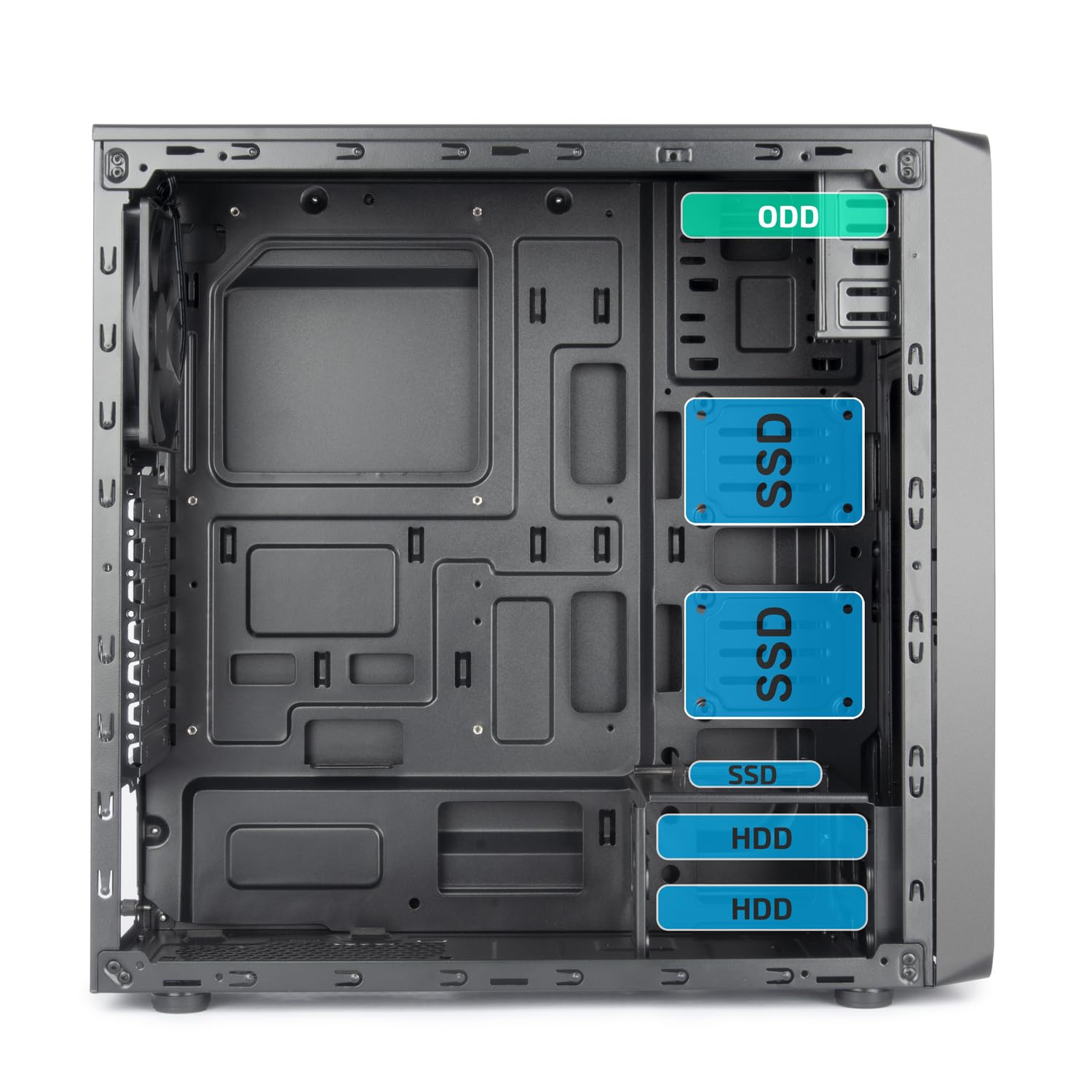 Case Vultech VCO-A2699T ATX 1x Usb 3.0,2x Usb 2.0 con vetro temperato senza alimentatore, Nero