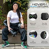 Vista 3 de Hover-1 Blast Scooter eléctrico de autoequilibrio con neumáticos de 6.5 pulgadas, motores duales de 160 W, velocidad máxima de 7 mph y rango máximo