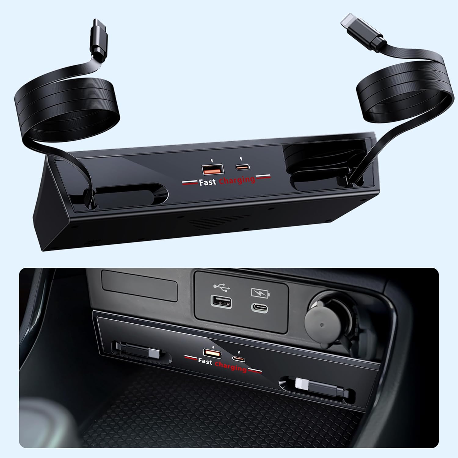 ELOHEI Car Charger Compatible with Honda CRV, Fast Charger for Honda CRV Accessories 2022 2023 2024 2025 Multi Port Retractable Docking Station