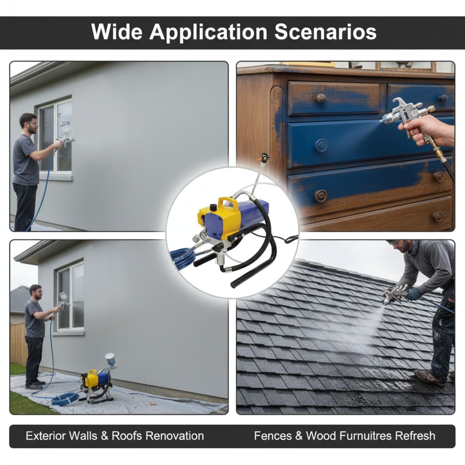 Spruzzatore per vernice Airless da 1800 W, spray per vernice da parete, protezione da surriscaldamento e funzione di auto-stop, capacità di estrazione di 1,8 l/min per edifici