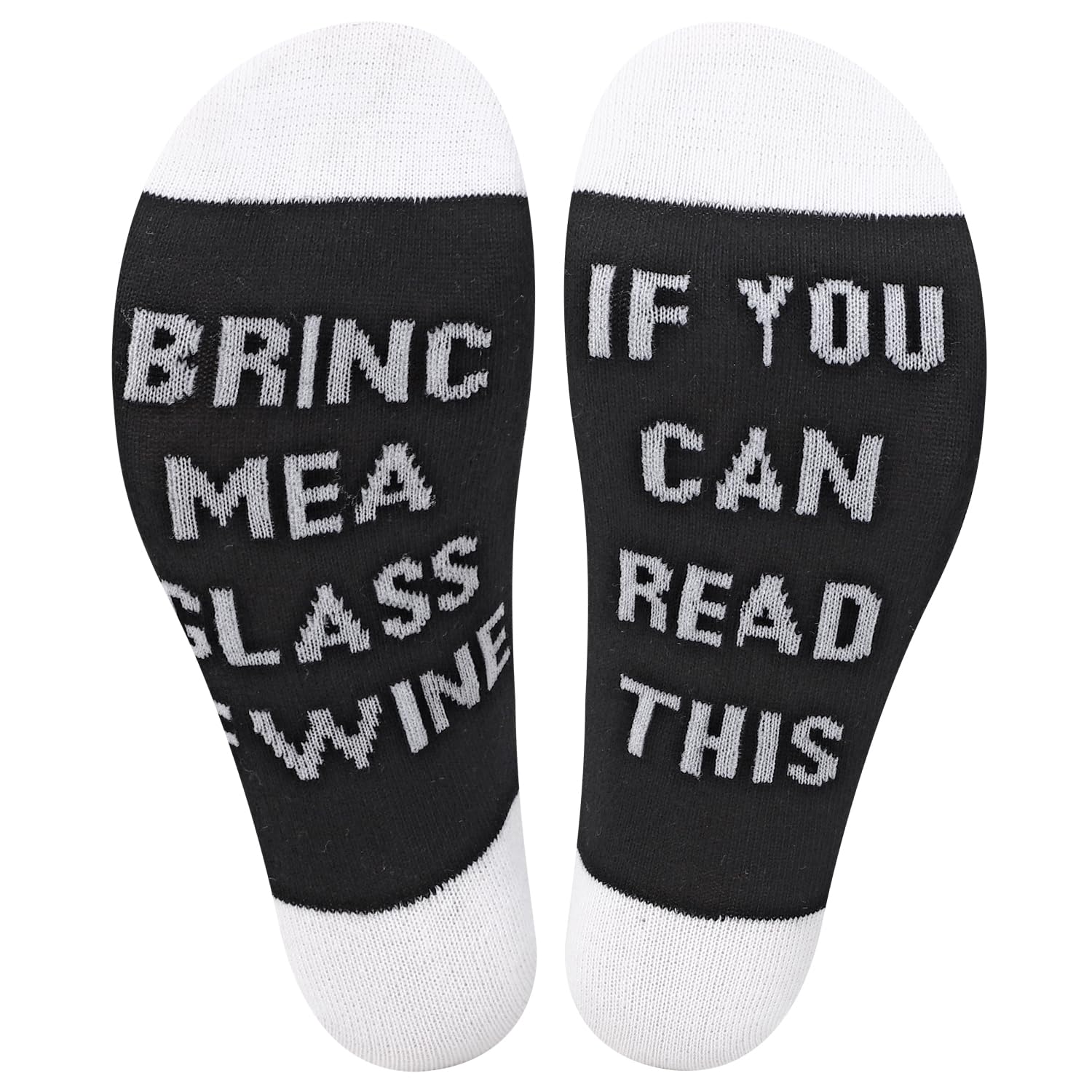 Vinsani Women's White And Grey Vinsani® Funny Wine Socks – 'If You Can Read This, Bring Me A Glass Of Wine' – Cozy Novelty Ankle Socks For & Men, Fun Birthday, Christmas, Secret Santa