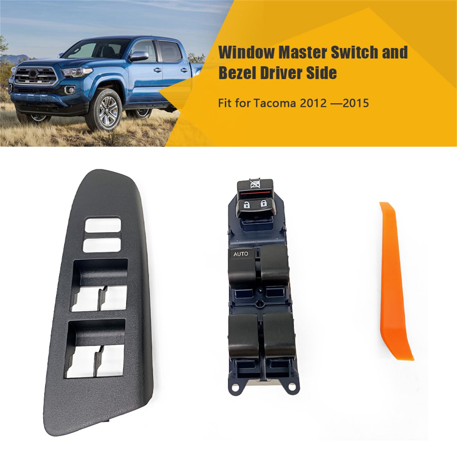 Driver Side Master Power Window Switch & Bezel For 2012-2015 Toyota Tacoma - Full Assembly, Replaces 8482012540