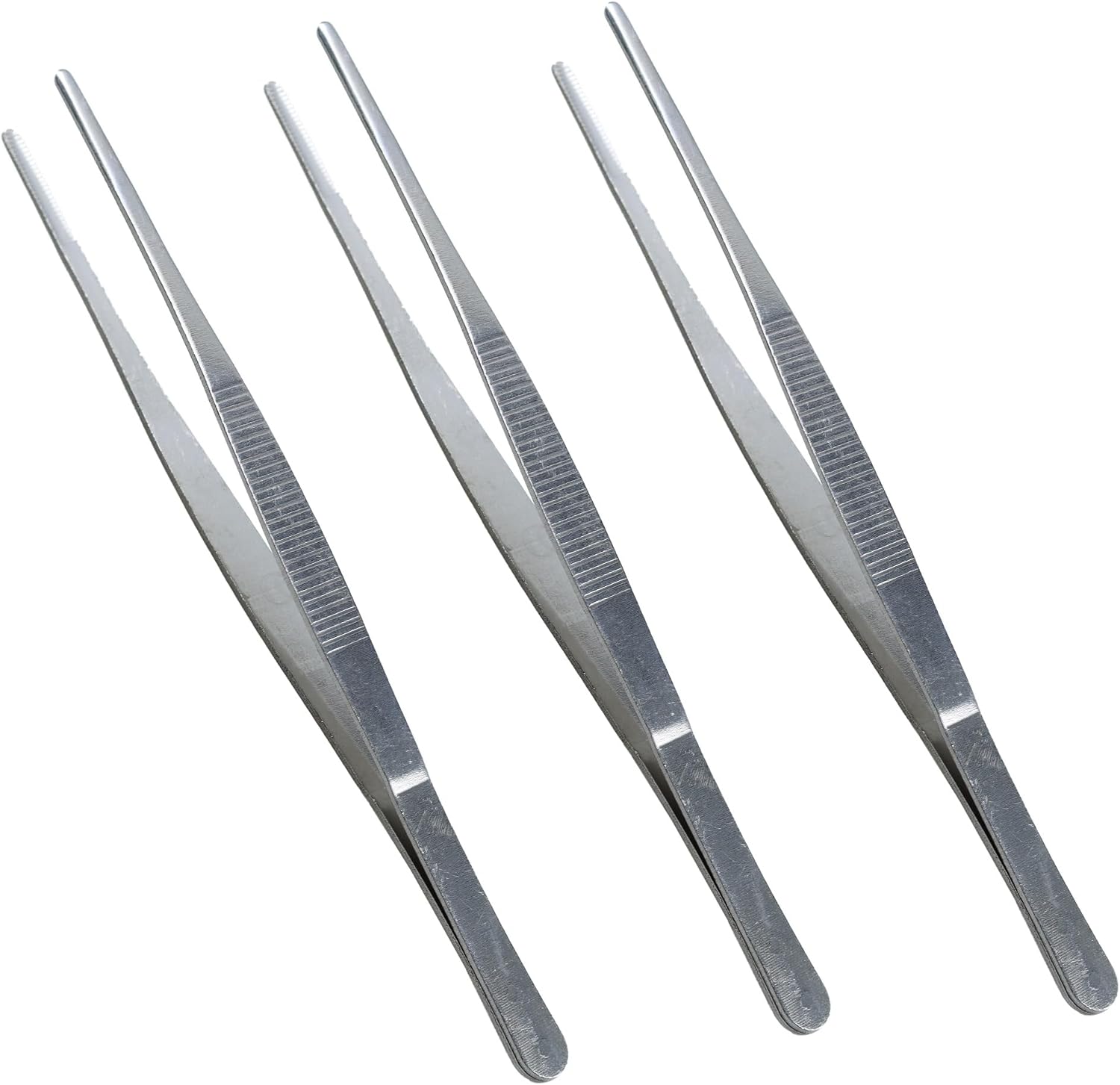 3Pcs 8 Inch Thumb Dressing Forceps, Stainless Steel Multipurpose Tweezer with Serrated Tip, Professional Grade Tissue Tweezers for Medical, Lab, Electronic Repairs and Craft Use