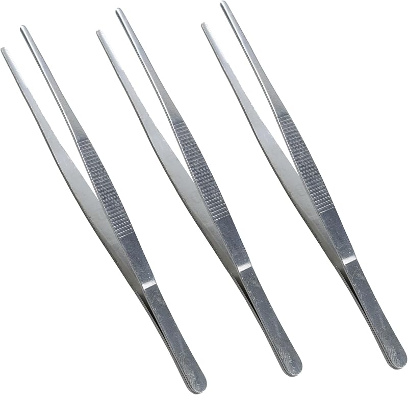 Pinças de pressão AUXBC com ponta serrilhada em aço inoxidável, 20,07 cm, Pacote com 3