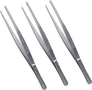 3Pcs 8 Inch Thumb Dressing Forceps, Stainless Steel Multipurpose Tweezer with Serrated Tip, Professional Grade Tissue Tweezers for Medical, Lab, Electronic Repairs and Craft Use