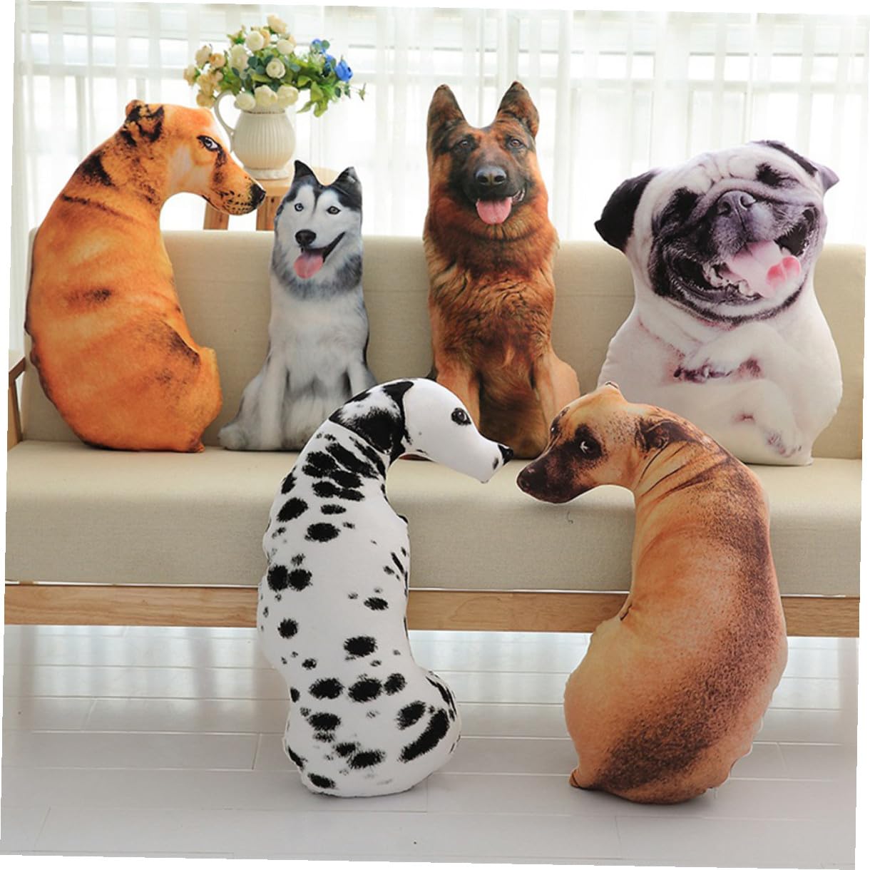 YARNOW 2 Cuscino Cane Simulazione Morbido Peluche Imbottitura PP Supporto per Letto Auto e Ufficio Decorazione Creativa e Regalo per