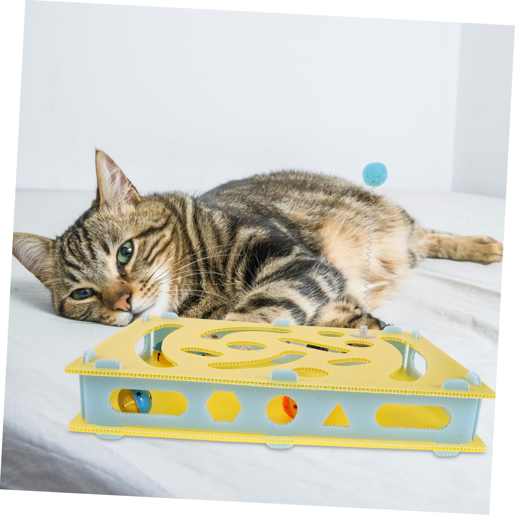 Yardwe Gioco Interattivo per Gatti Scatola Labirinto in Plastico, Strumento di Intrattenimento Multiuso Campanello e Indoor Stimolante e Arricchimento