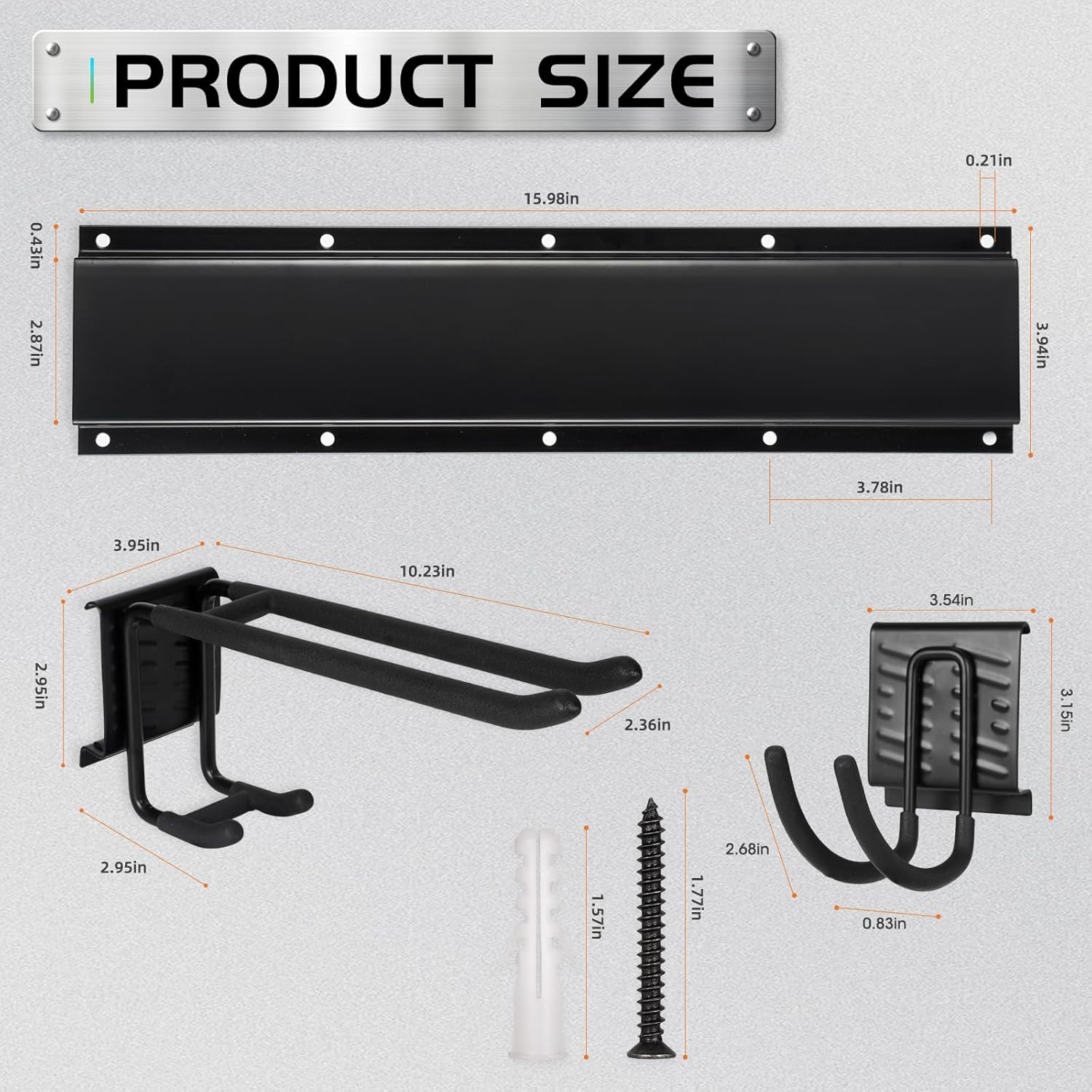 Garage Tool Organizer Wall Mount, Heavy Duty Garage Organization Tool Storage Utility Rack, Sturdy Storage Rack Hanger with Adjustable Hooks, Garden Tool Organizer for Shovel, Rake, Folding Chair